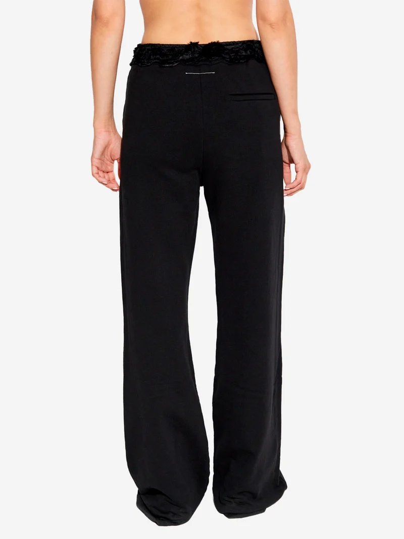 W Sweatpants neri con ruches in vita