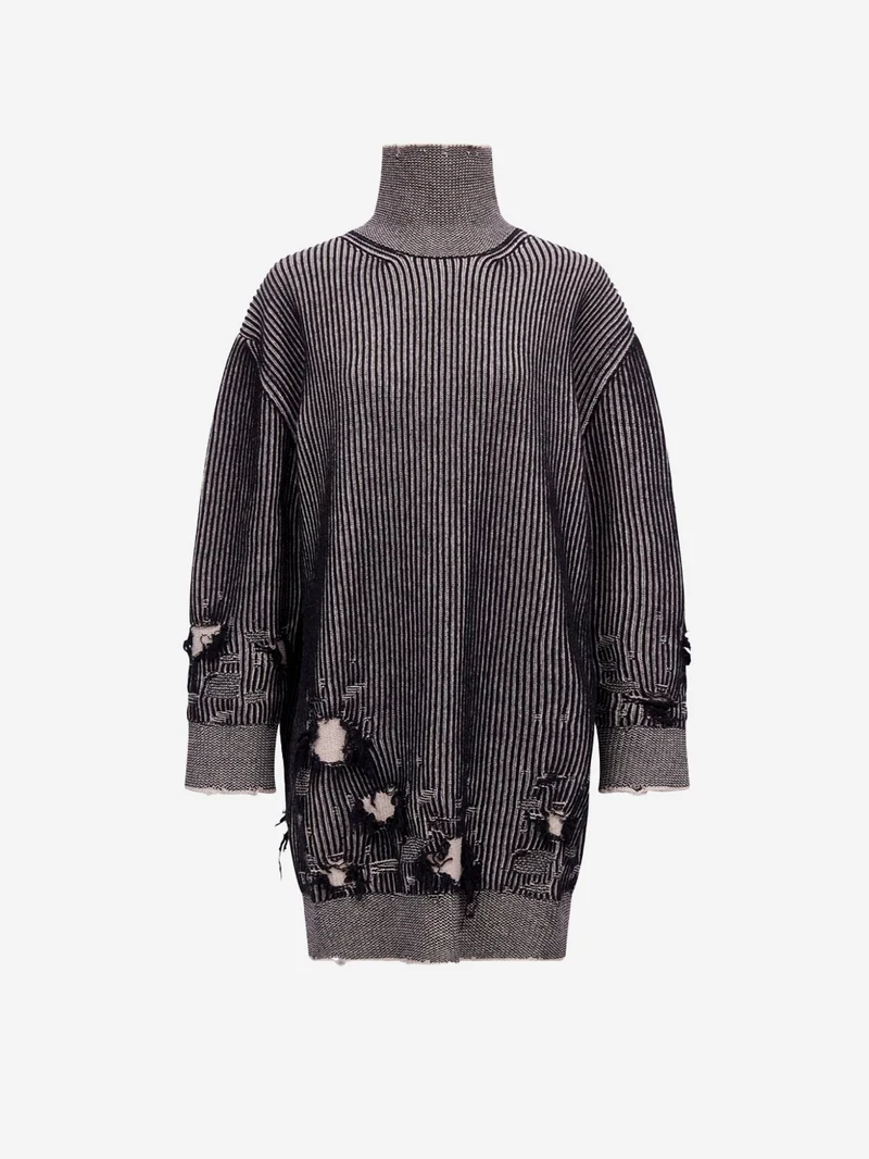 Abito corto a coste distressed