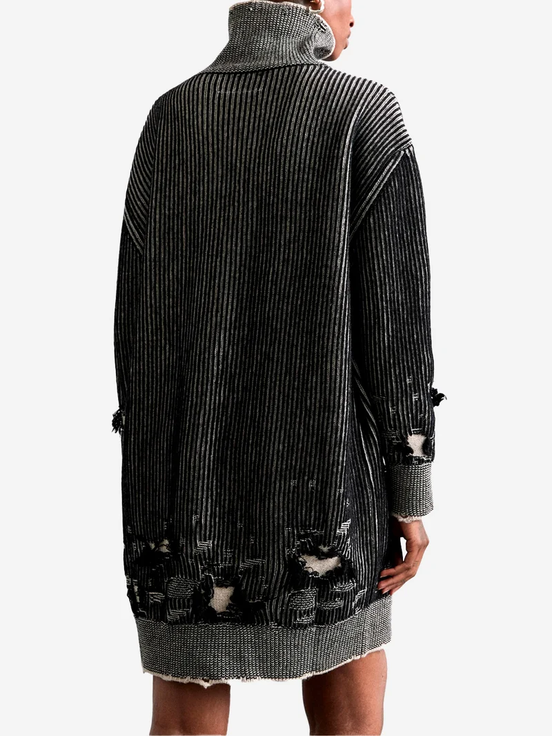 Abito corto a coste distressed