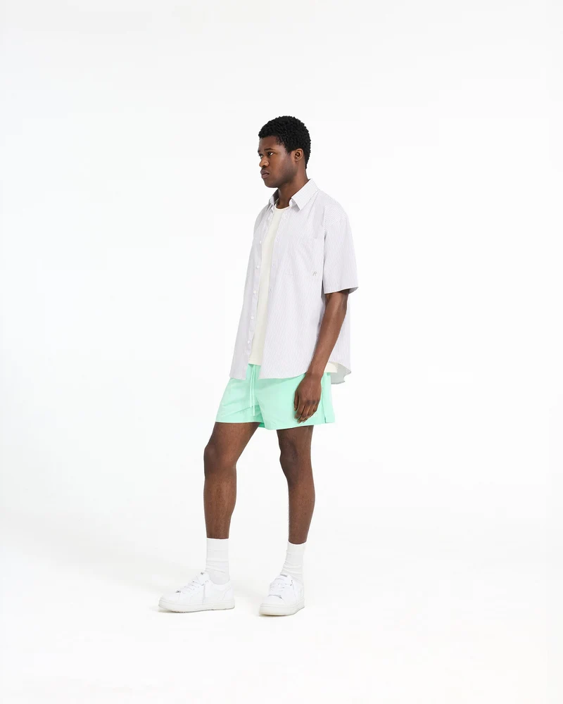 Short Sleeve Pinstripe Shirt - Grey