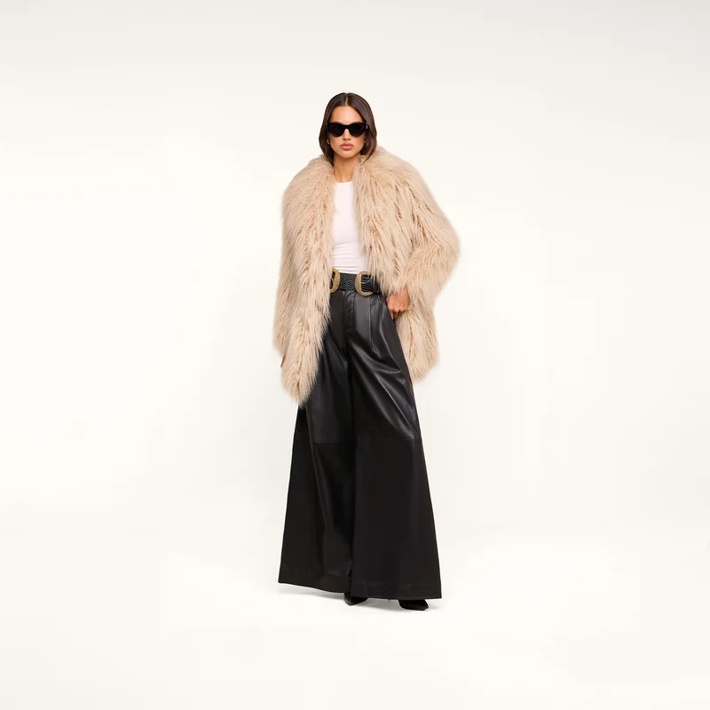 Chelsy Leather Wide-Leg Pant