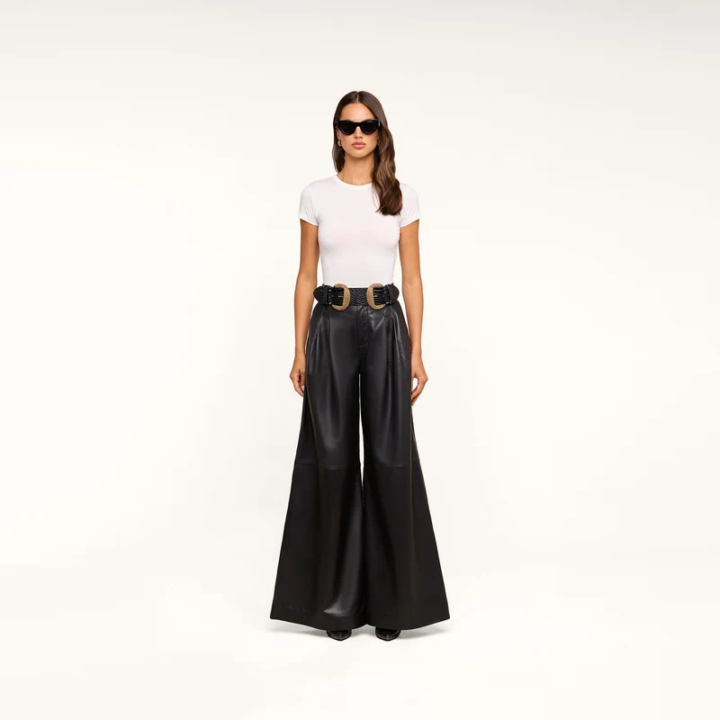 Chelsy Leather Wide-Leg Pant