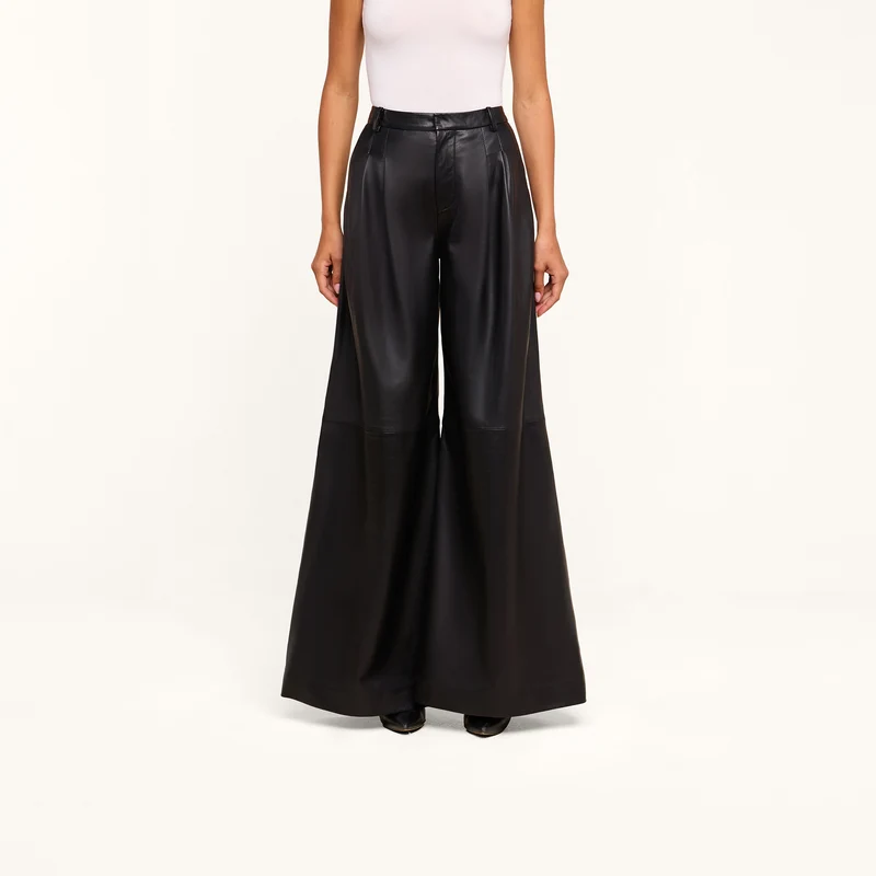 Chelsy Leather Wide-Leg Pant