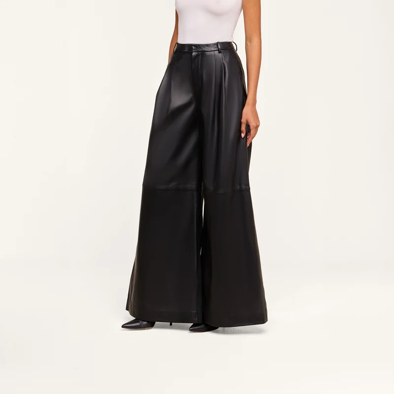 Chelsy Leather Wide-Leg Pant