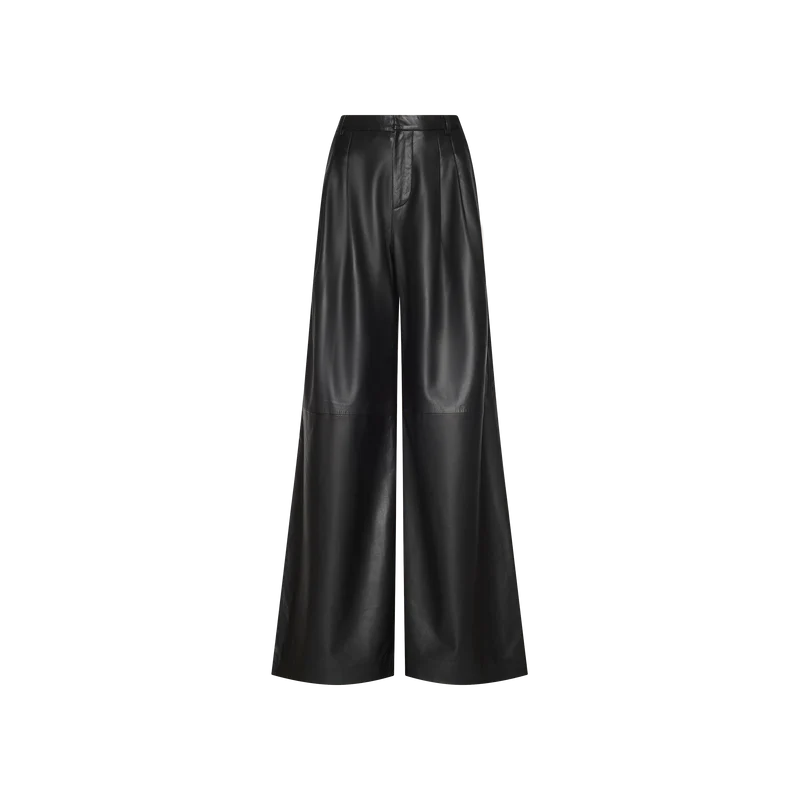 Chelsy Leather Wide-Leg Pant