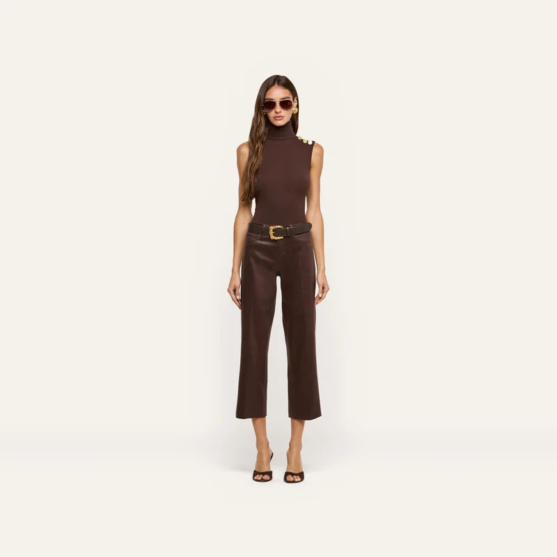 Wanda Coated Cropped Wide-Leg Jean