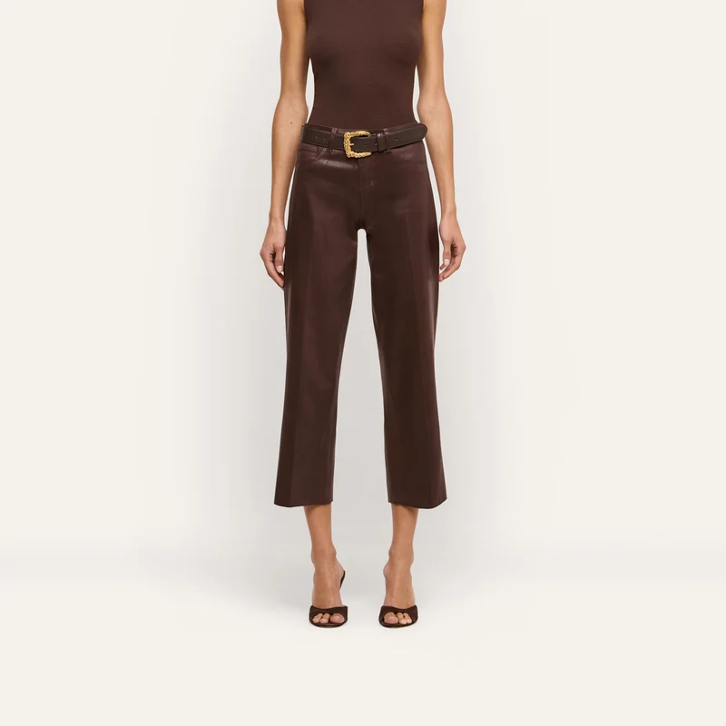 Wanda Coated Cropped Wide-Leg Jean