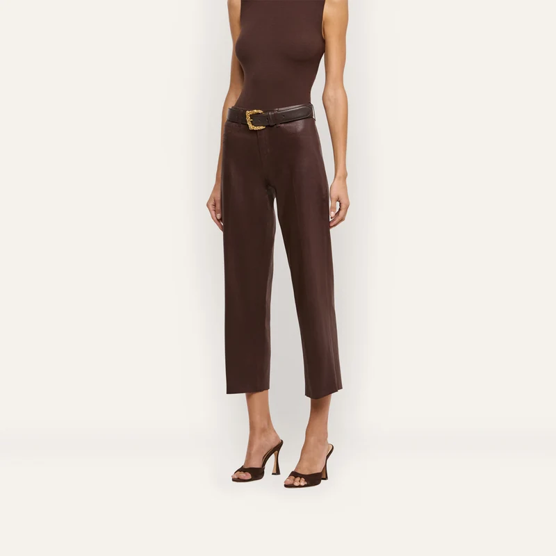 Wanda Coated Cropped Wide-Leg Jean