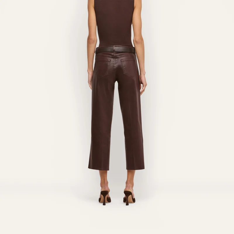 Wanda Coated Cropped Wide-Leg Jean