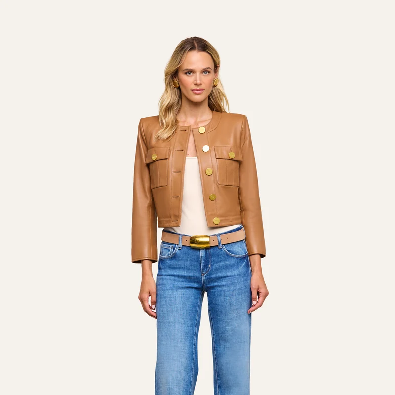 Deidra Cropped Leather Jacket