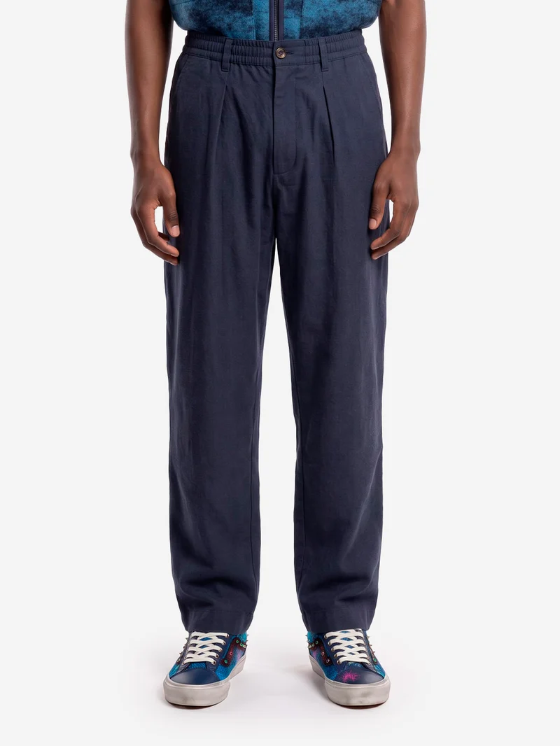 Pantaloni Comfort Moleskin blu con pinces
