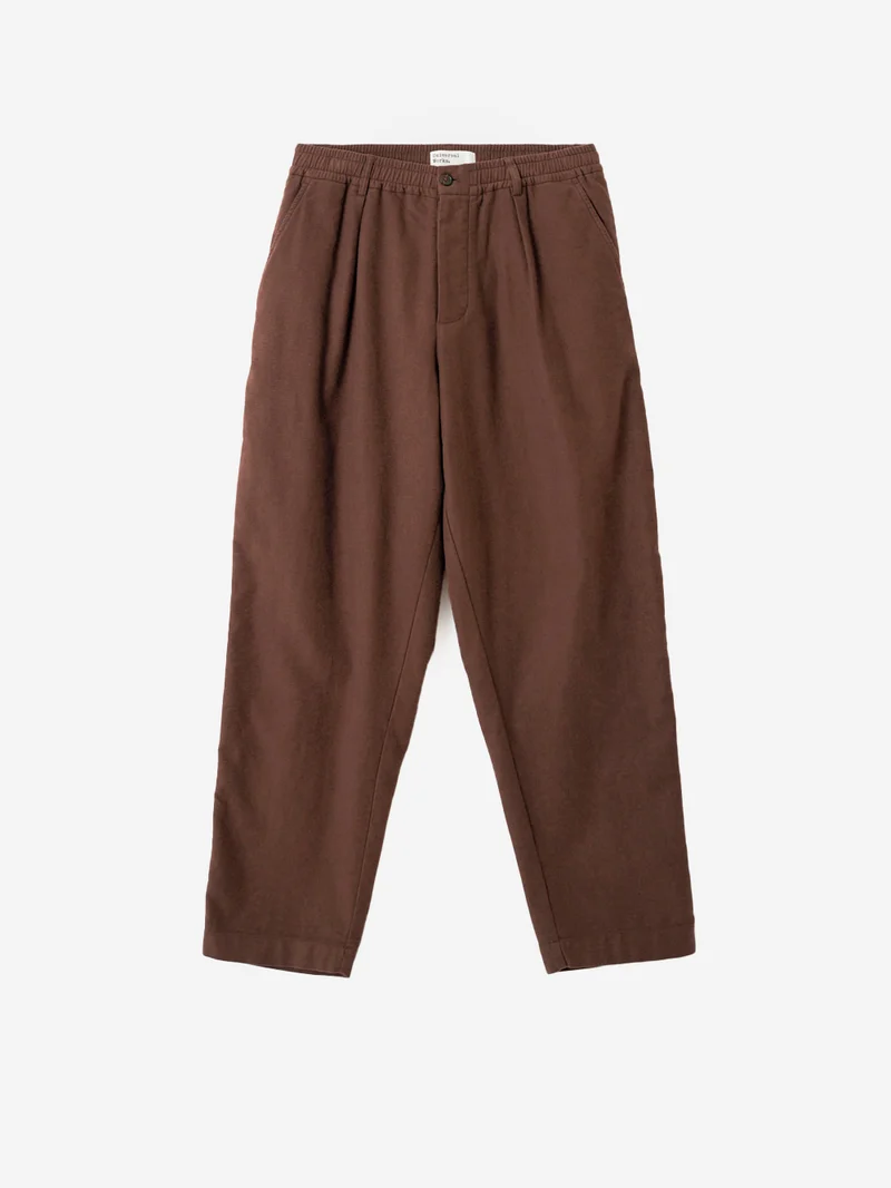 Pantaloni Comfort Moleskin marroni con pinces