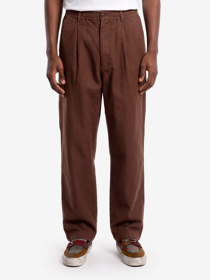 Pantaloni Comfort Moleskin marroni con pinces