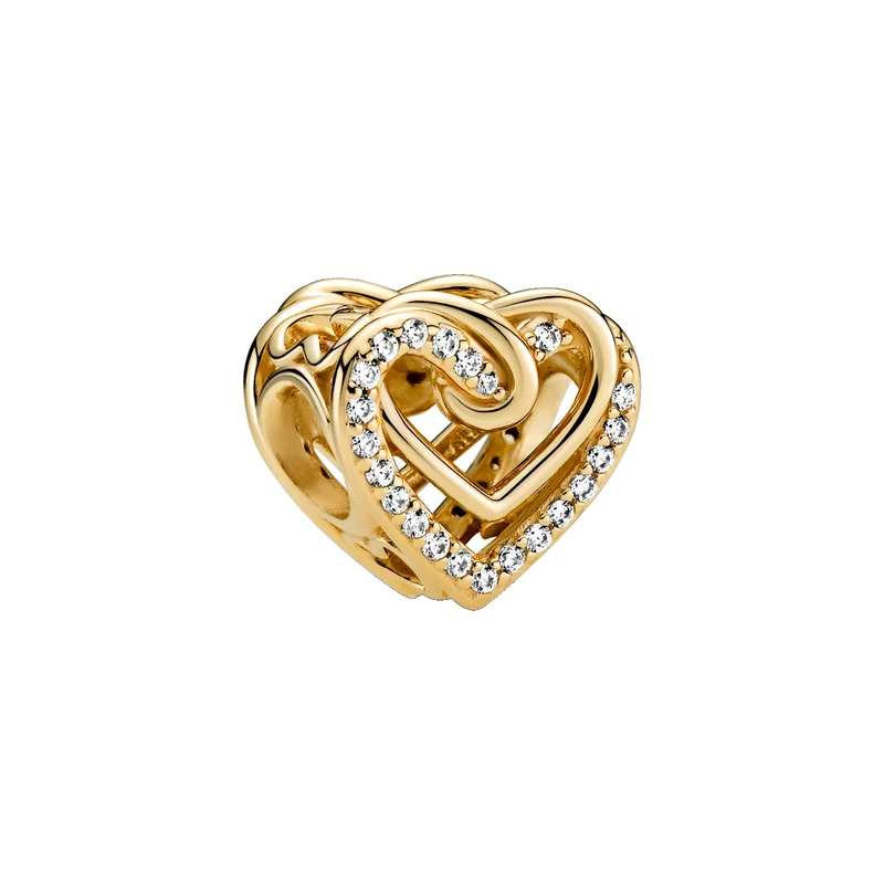 Pandora Moments Goldfarbene Entwined Hearts Charm mit 585er Golden Plattierung 769270C01