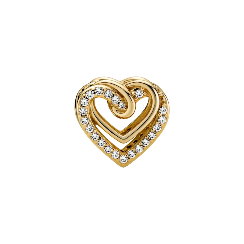 Pandora Moments Goldfarbene Entwined Hearts Charm mit 585er Golden Plattierung 769270C01