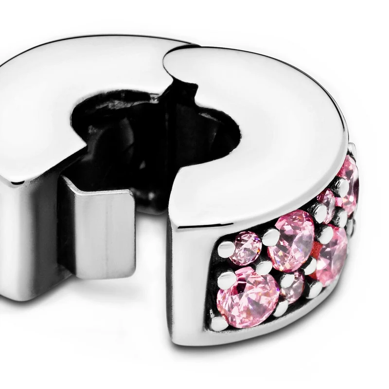 Pandora Colours 925 Sterling Silver Pink Pavé Clip Charm 791817PCZ