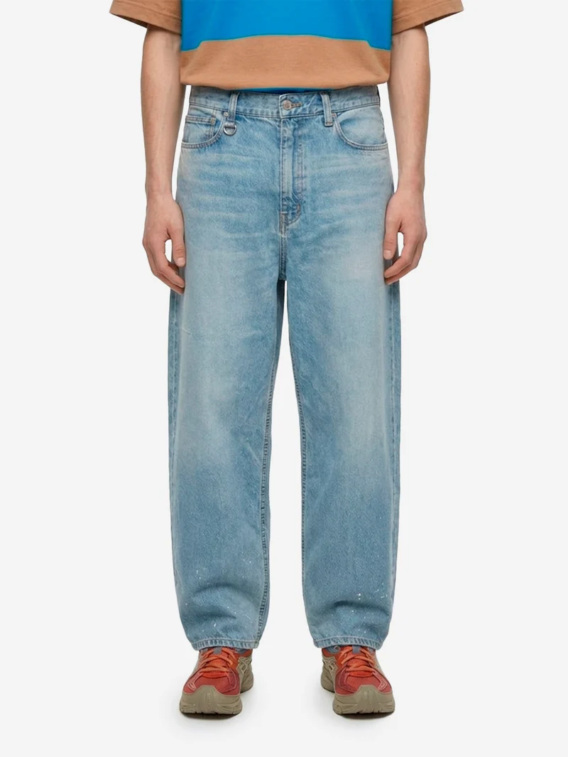 Jeans distressed cimosati in blu indigo chiaro