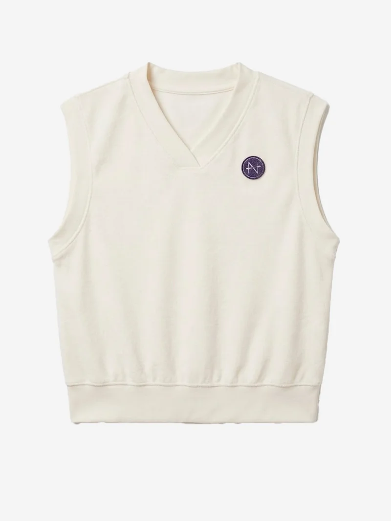 Canotta con scollo a V in tessuto French Terry