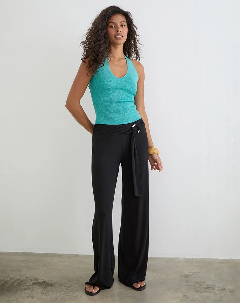 Mirelda-Trägertop in Lurex-Blau