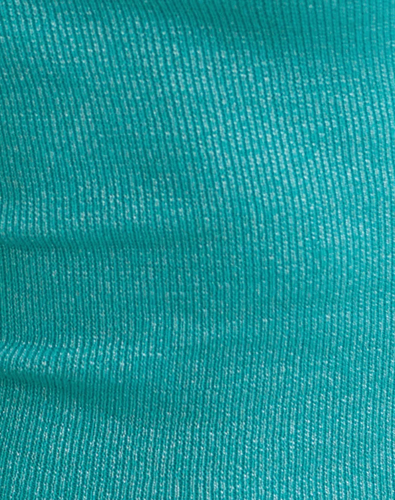 Mirelda-Trägertop in Lurex-Blau