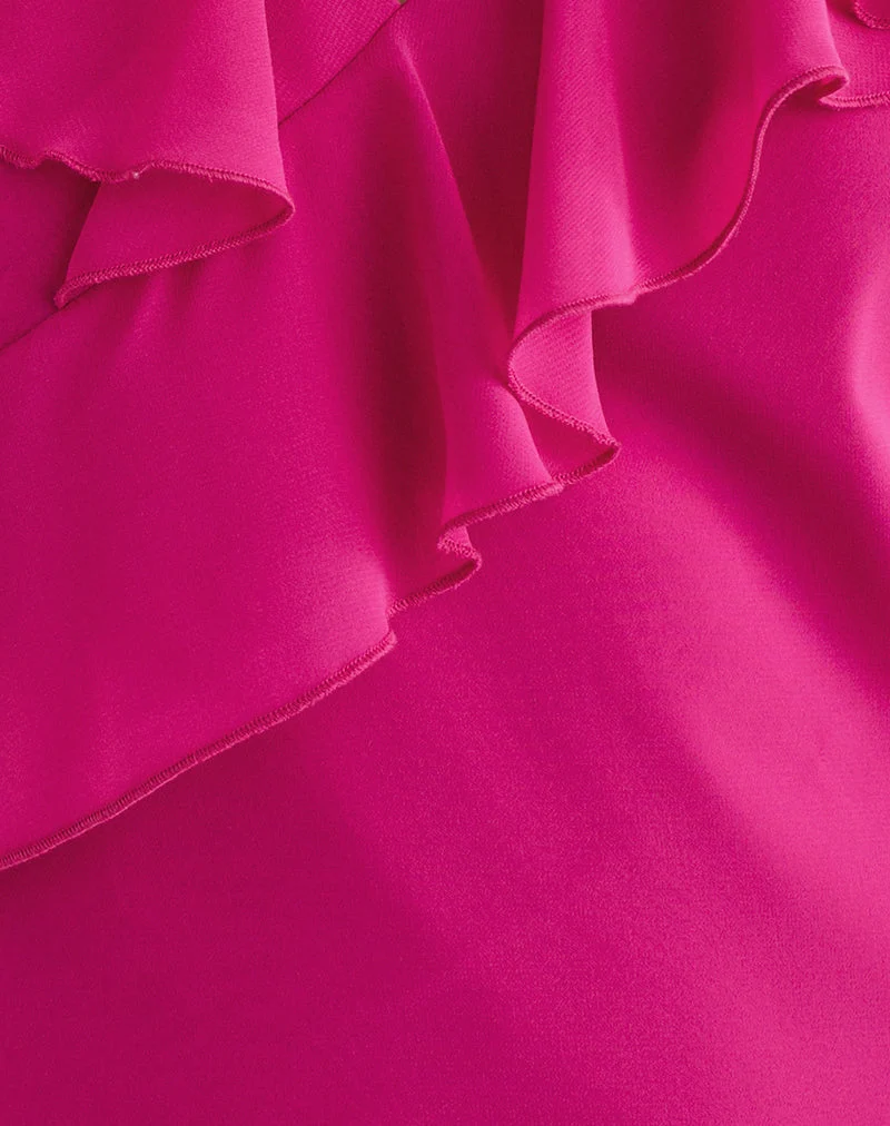 Riksa-Top aus Chiffon in Pink mit Drapierung