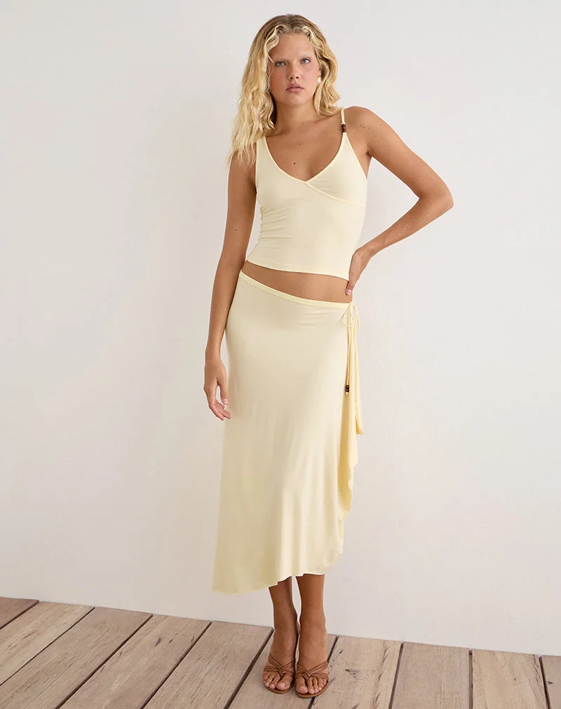 Fara-Top mit Perlen aus Jersey in der Farbe „Lemon“