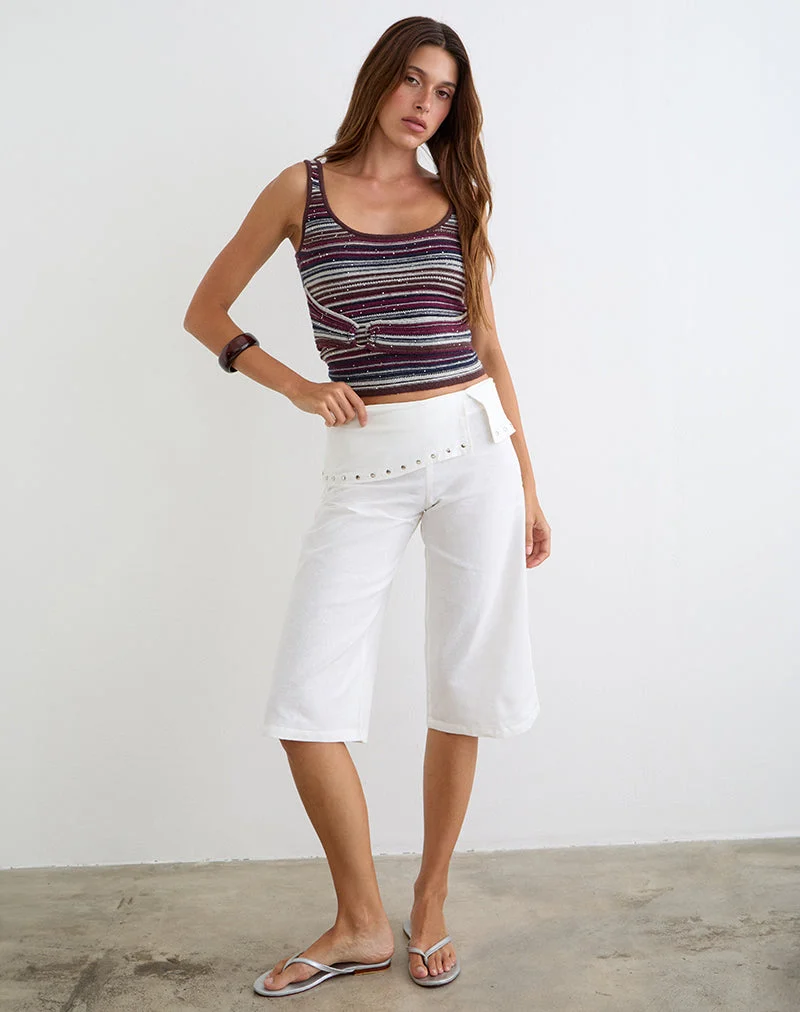 Oren Capri-Hose in Elfenbein mit Nieten