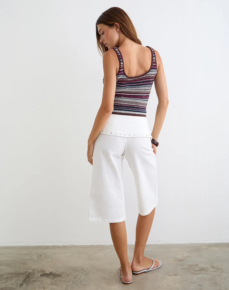 Oren Capri-Hose in Elfenbein mit Nieten