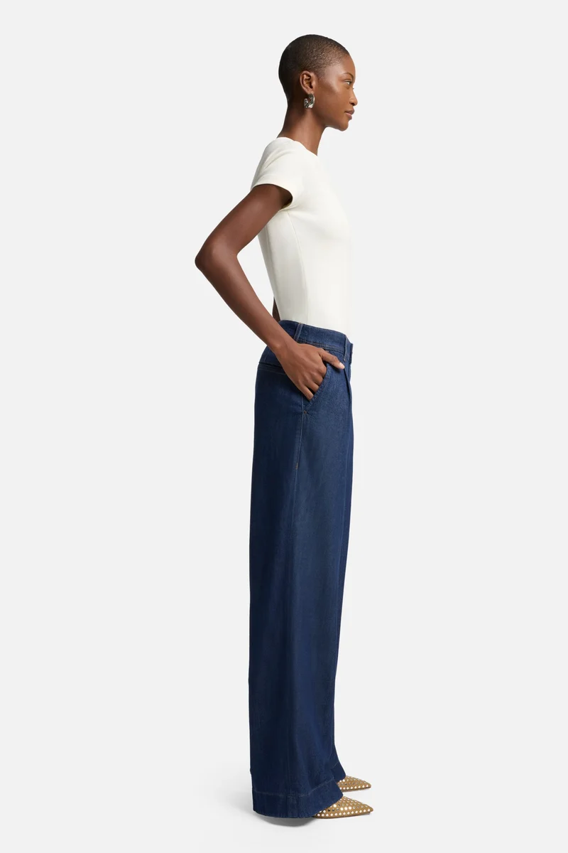 Weightless Pleated Denim Trouser in Halona