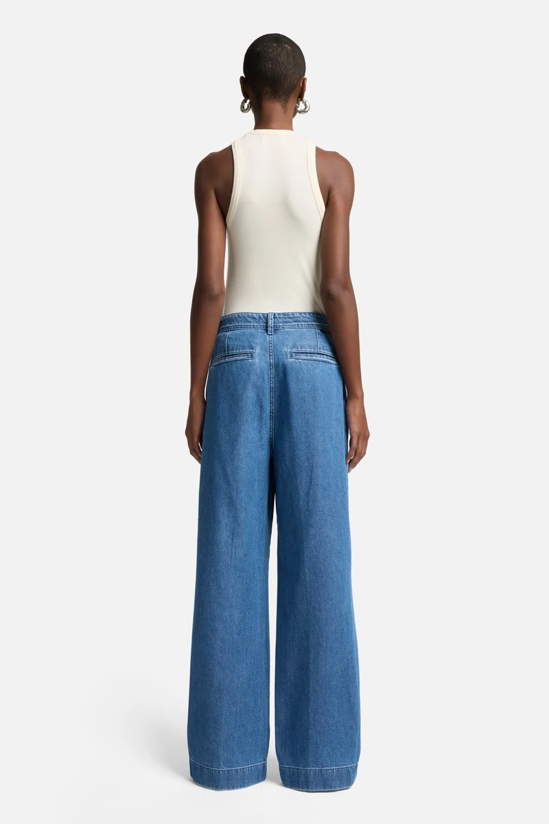 Weightless Pleated Denim Trouser in Hilo