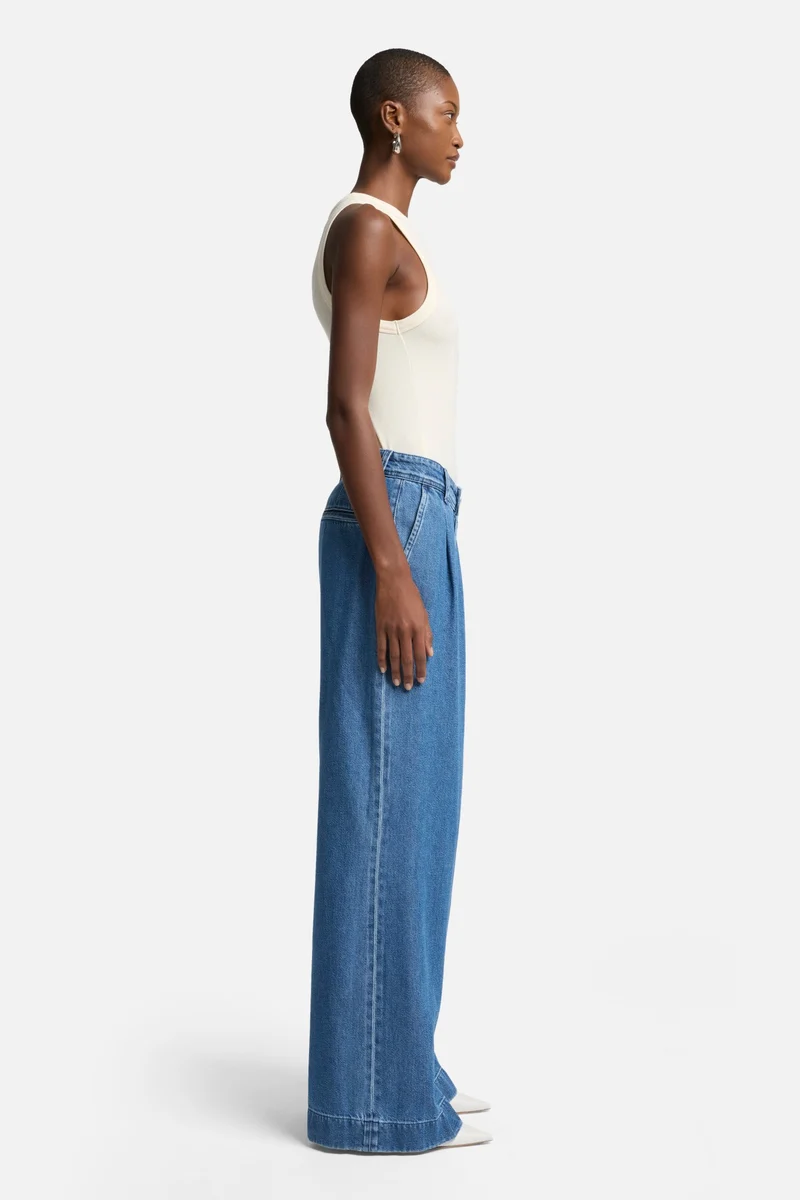 Weightless Pleated Denim Trouser in Hilo