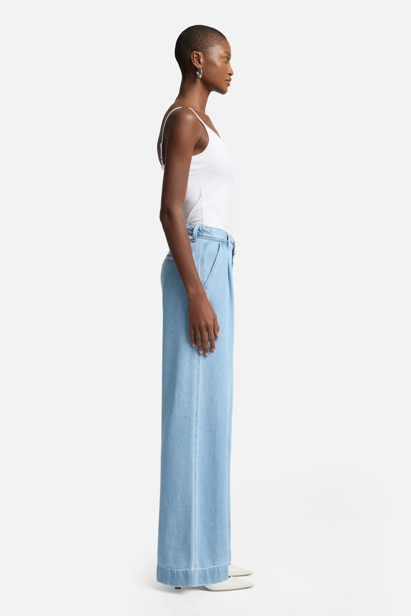 Weightless Pleated Denim Trouser in Hana