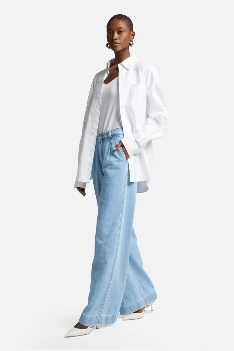 Weightless Pleated Denim Trouser in Hana