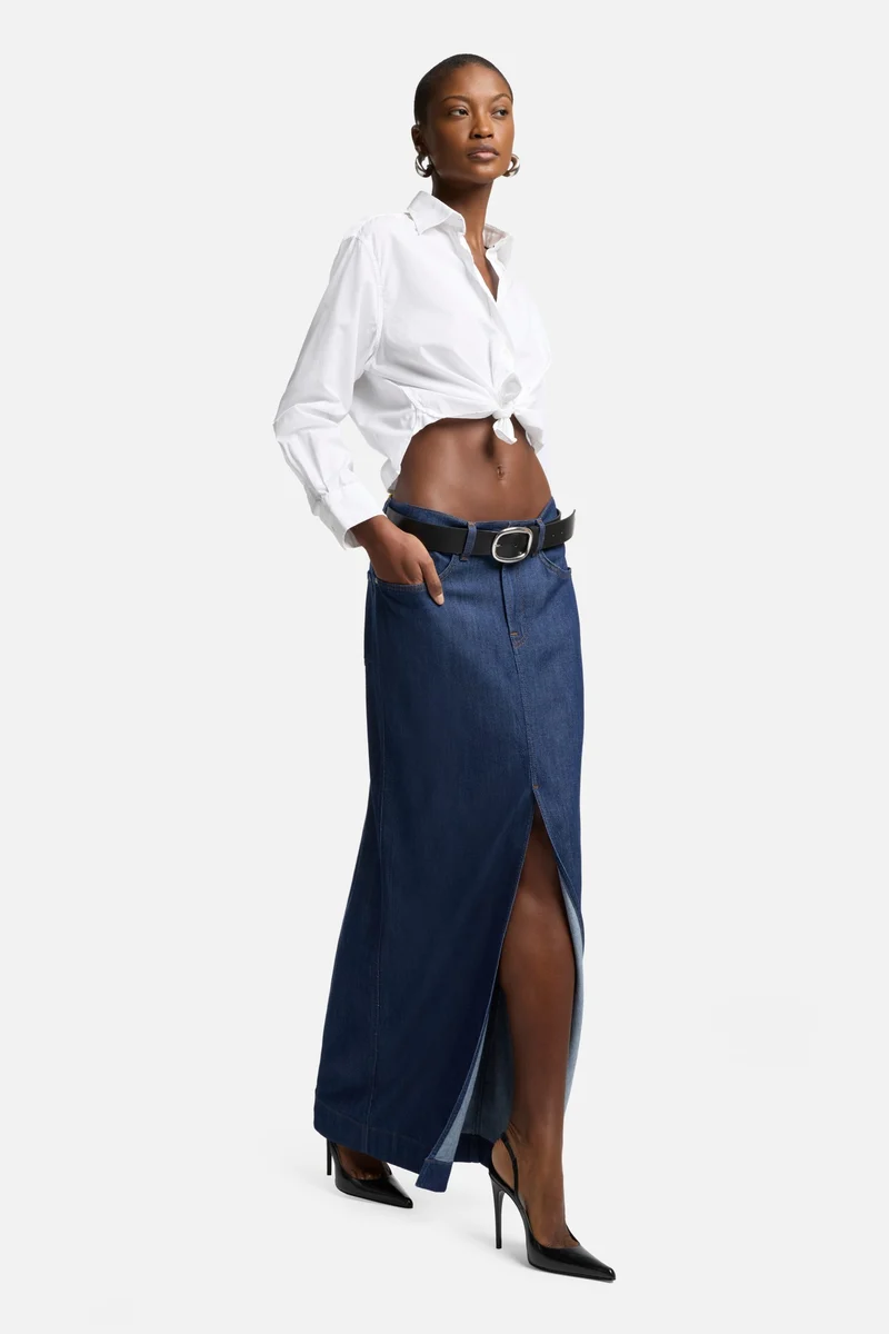 Weightless Front Slit Maxi Skirt in Halona