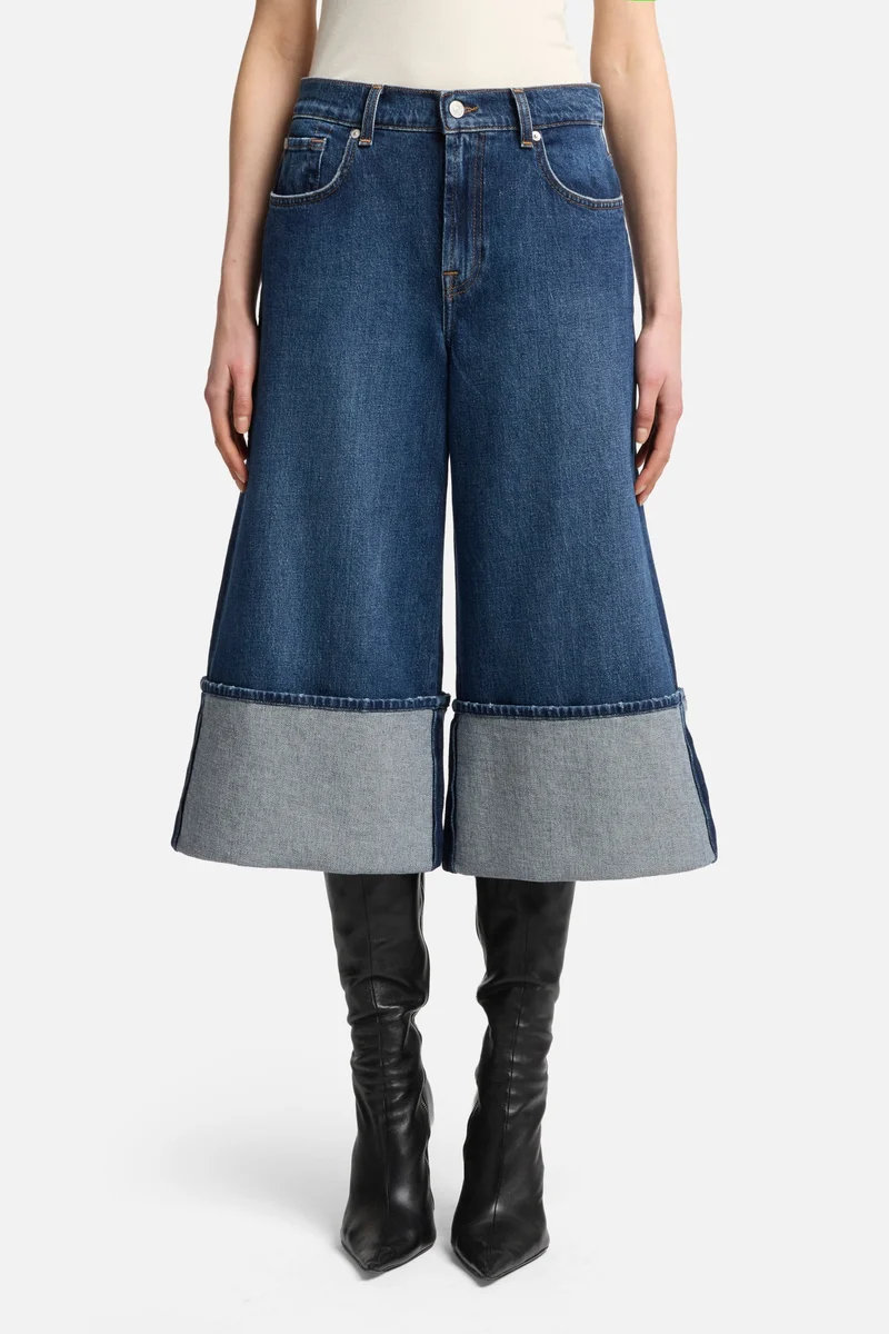 MANKIND Cuffed Denim Culotte in Radar