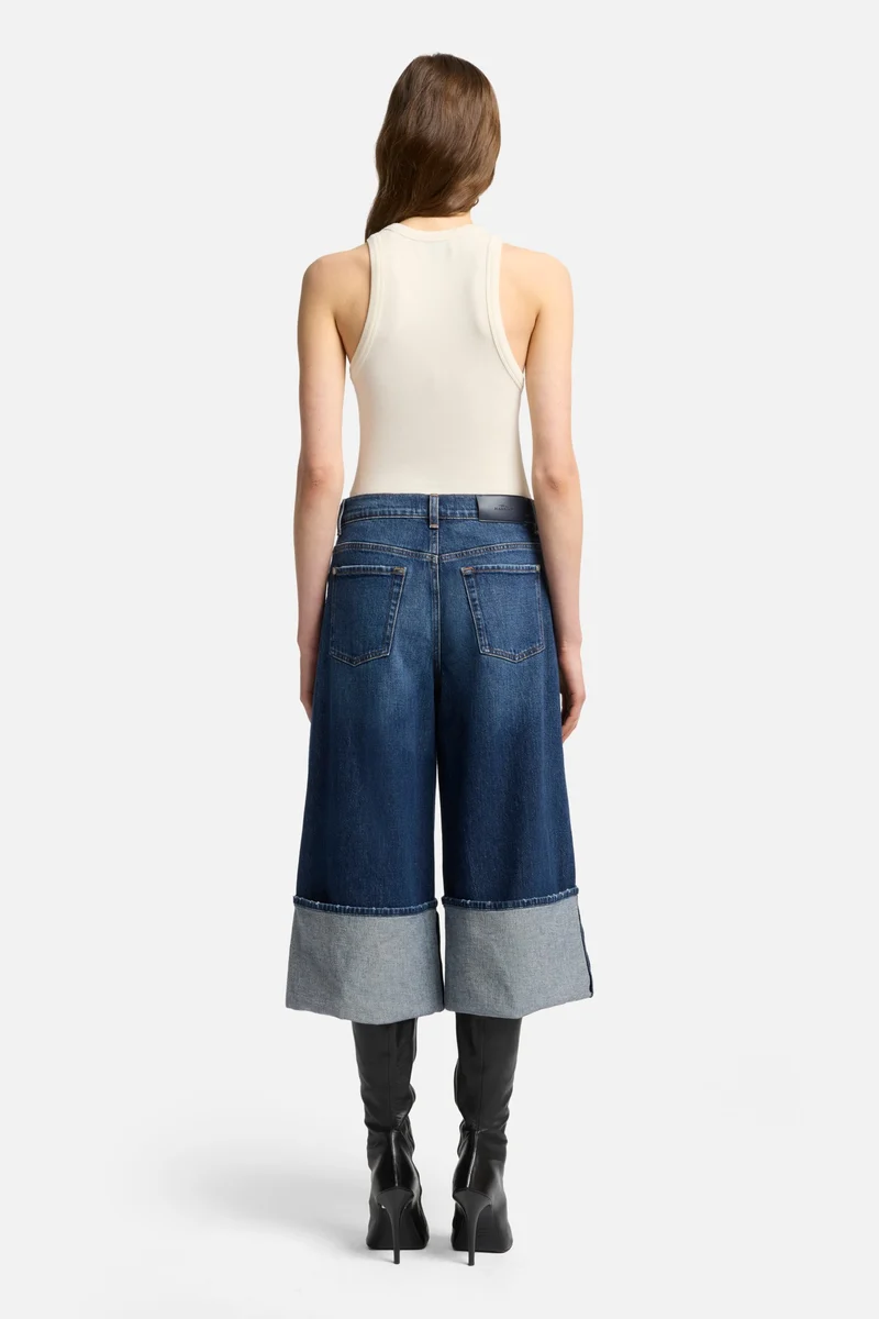 MANKIND Cuffed Denim Culotte in Radar