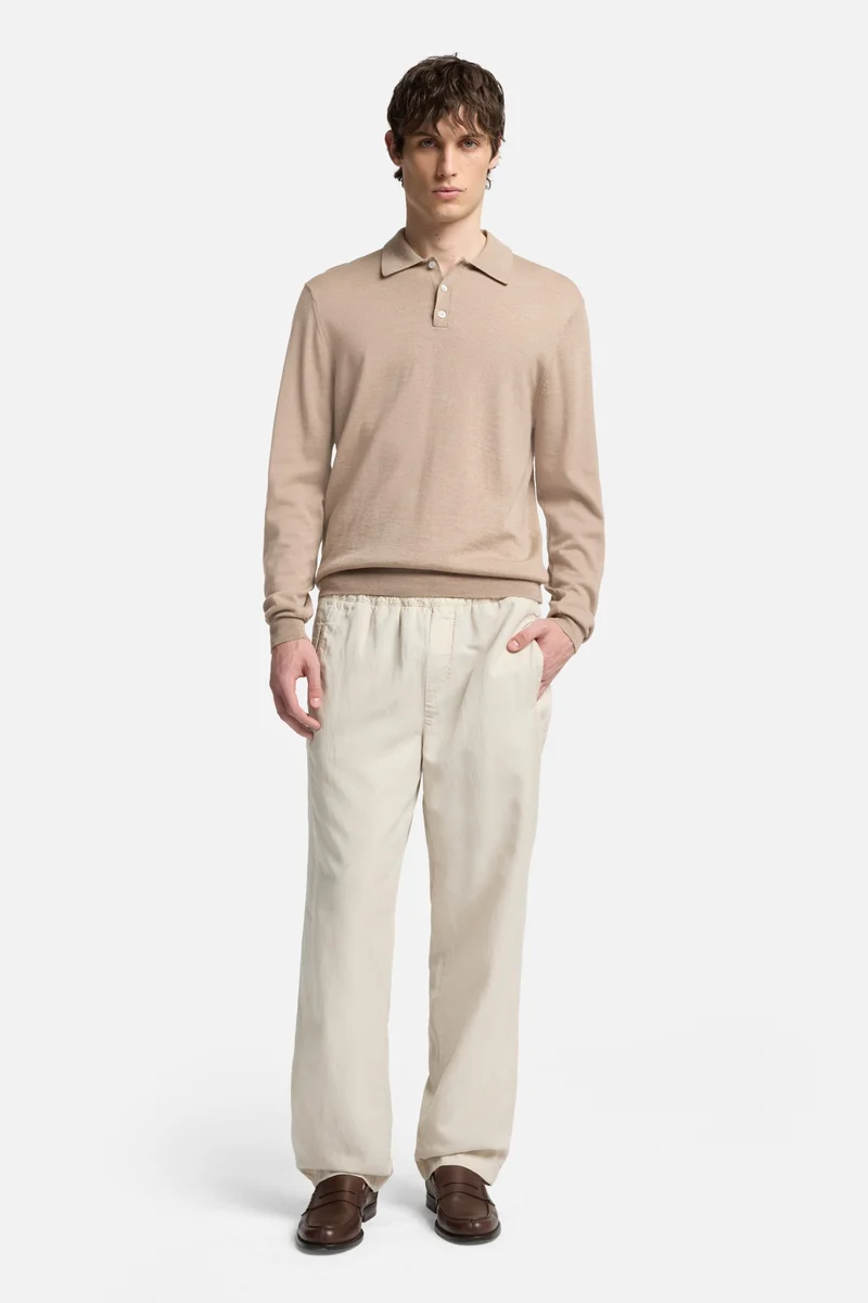 Linen Blend Jogger Pant in Bone