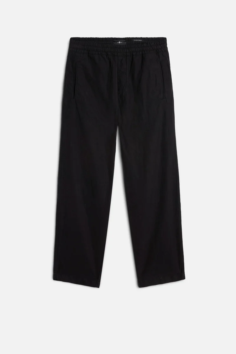 Linen Blend Jogger Pant in Black