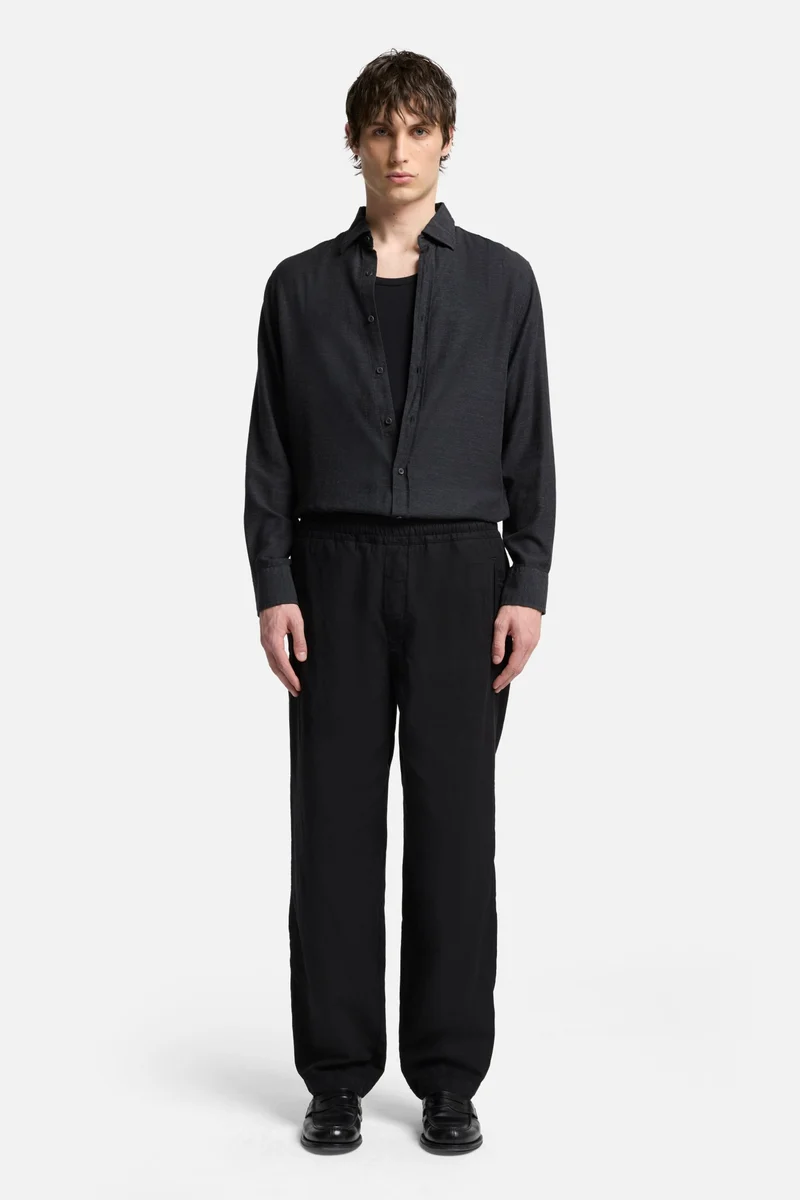 Linen Blend Jogger Pant in Black