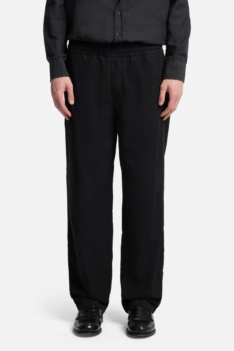 Linen Blend Jogger Pant in Black