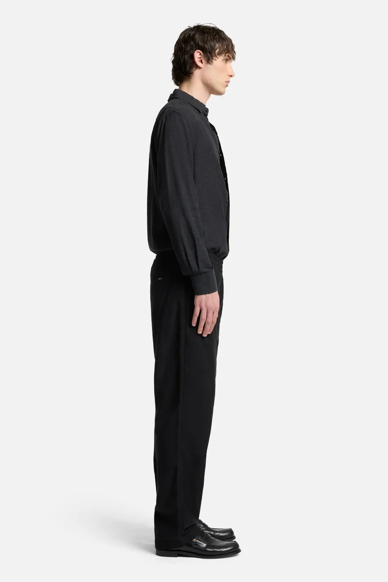 Linen Blend Jogger Pant in Black