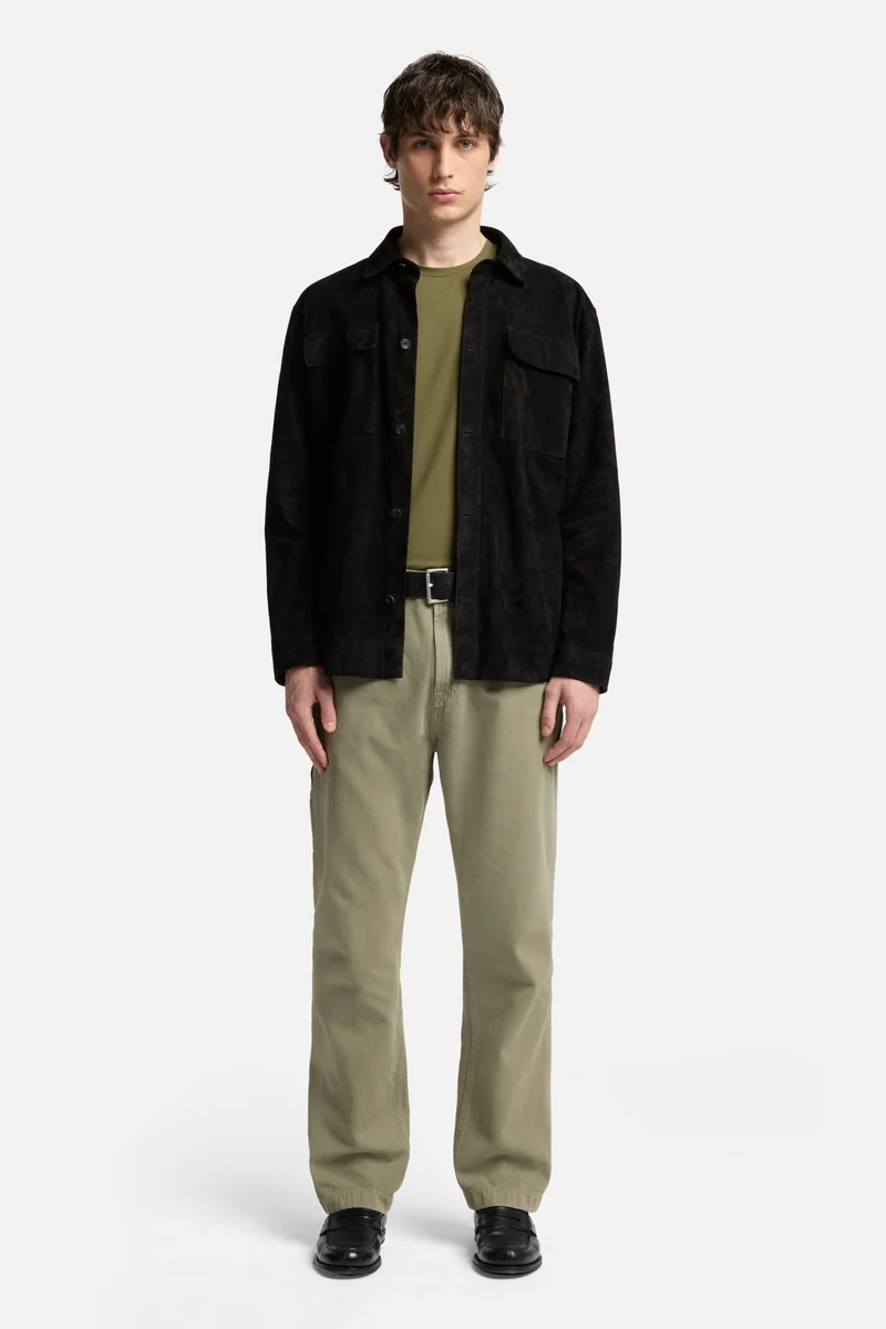 Linen Blend Carpenter Chino in Olive