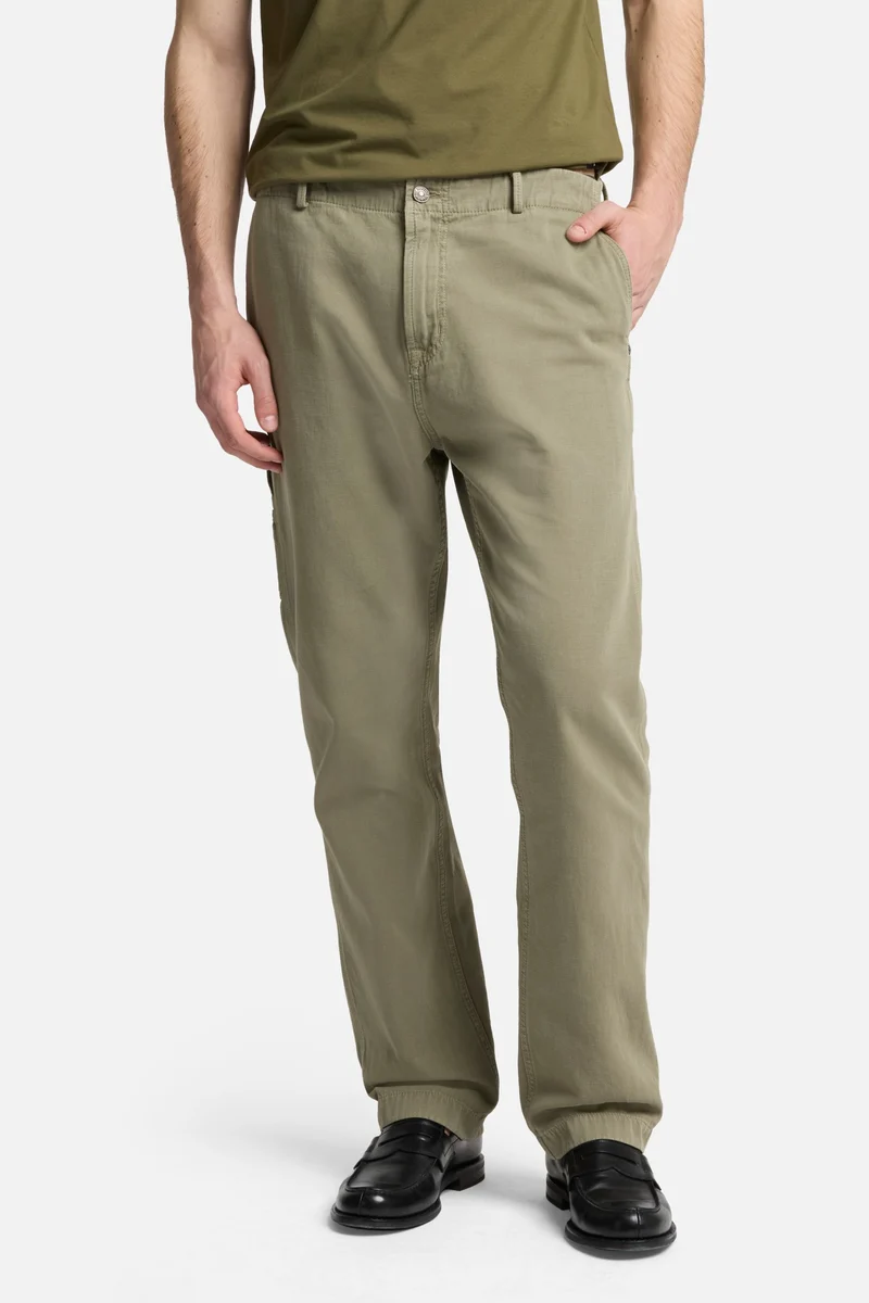 Linen Blend Carpenter Chino in Olive