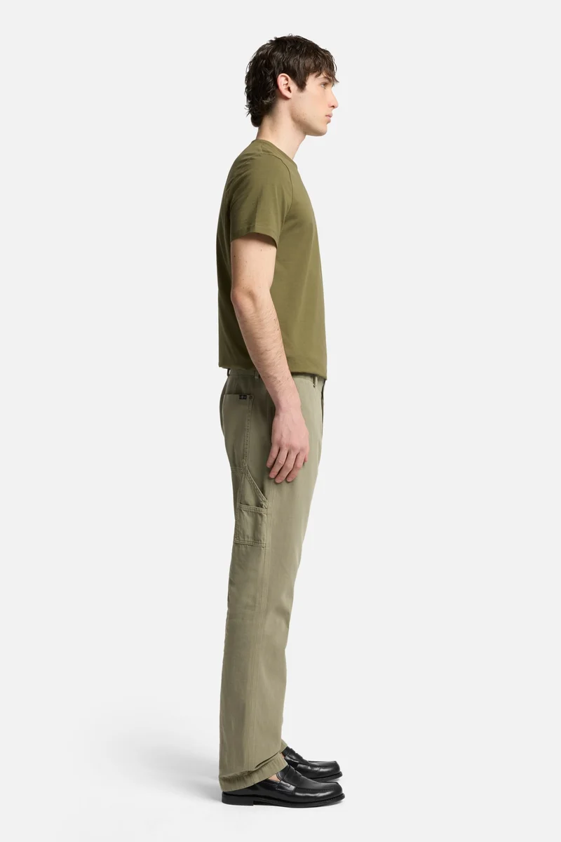 Linen Blend Carpenter Chino in Olive