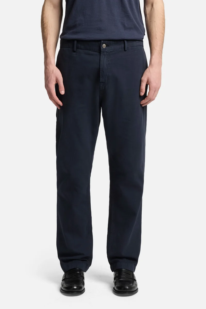 Linen Blend Carpenter Chino in Dark Navy