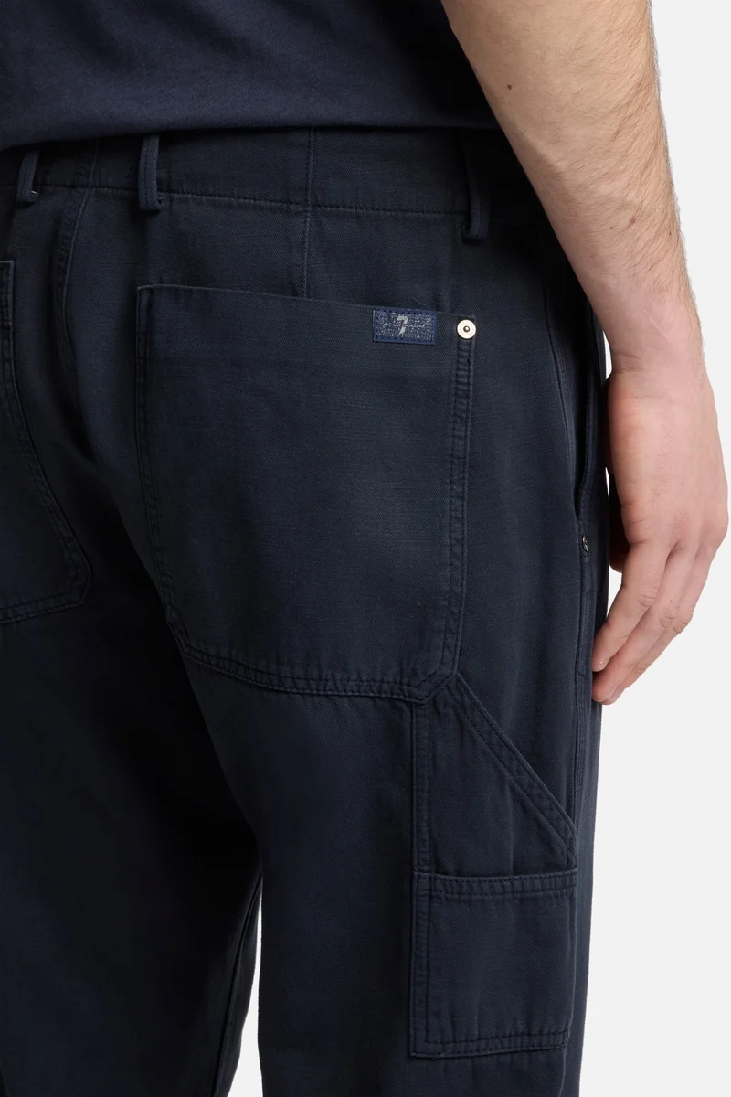 Linen Blend Carpenter Chino in Dark Navy