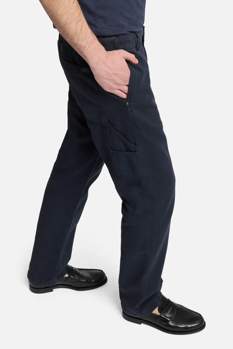 Linen Blend Carpenter Chino in Dark Navy