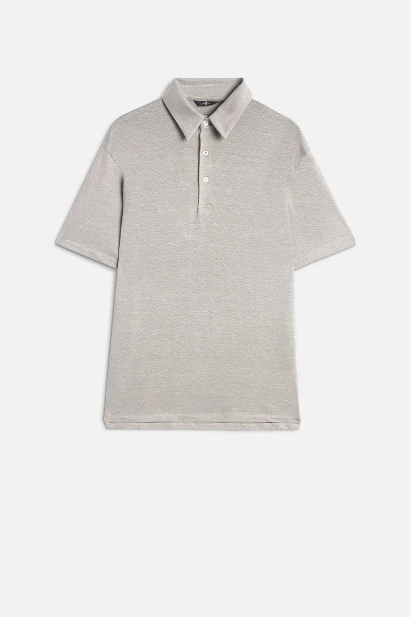Linen Polo in Steel Grey