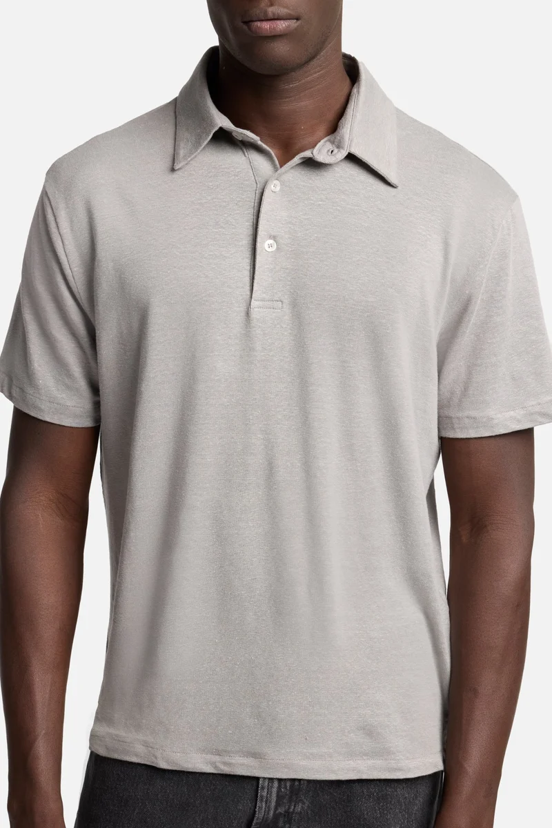 Linen Polo in Steel Grey