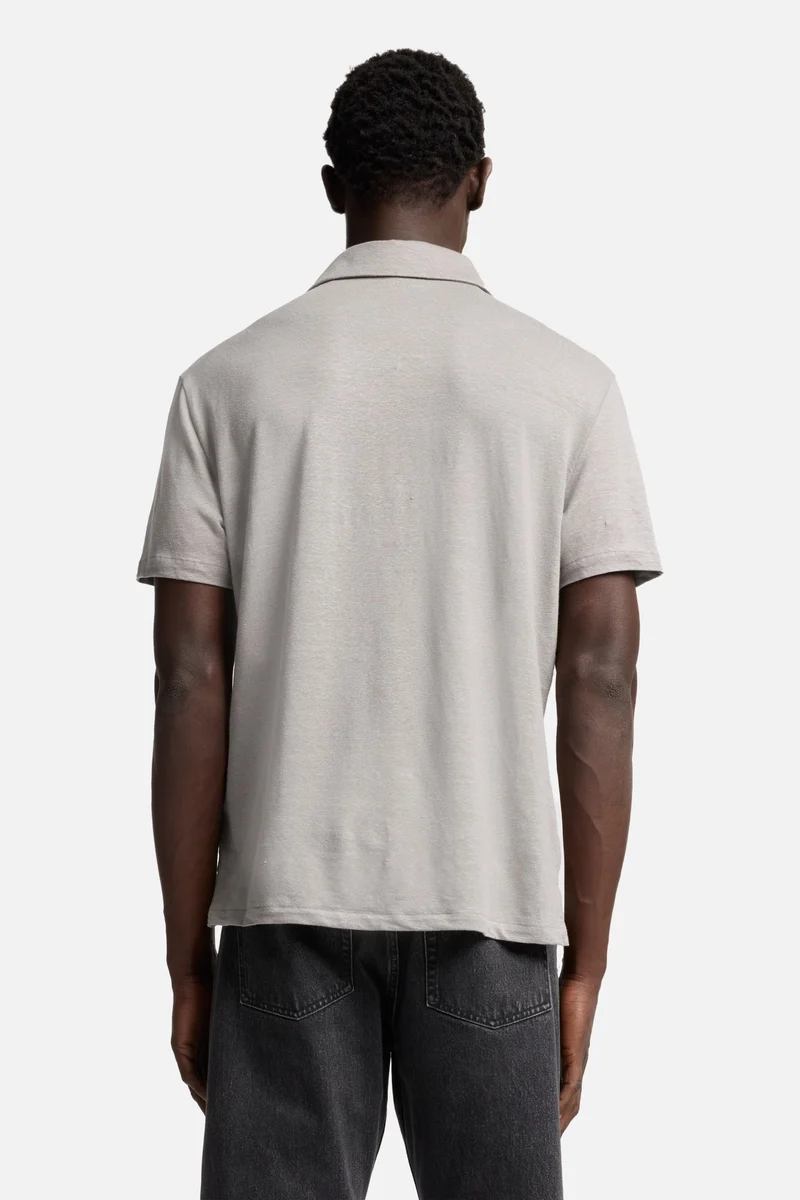 Linen Polo in Steel Grey